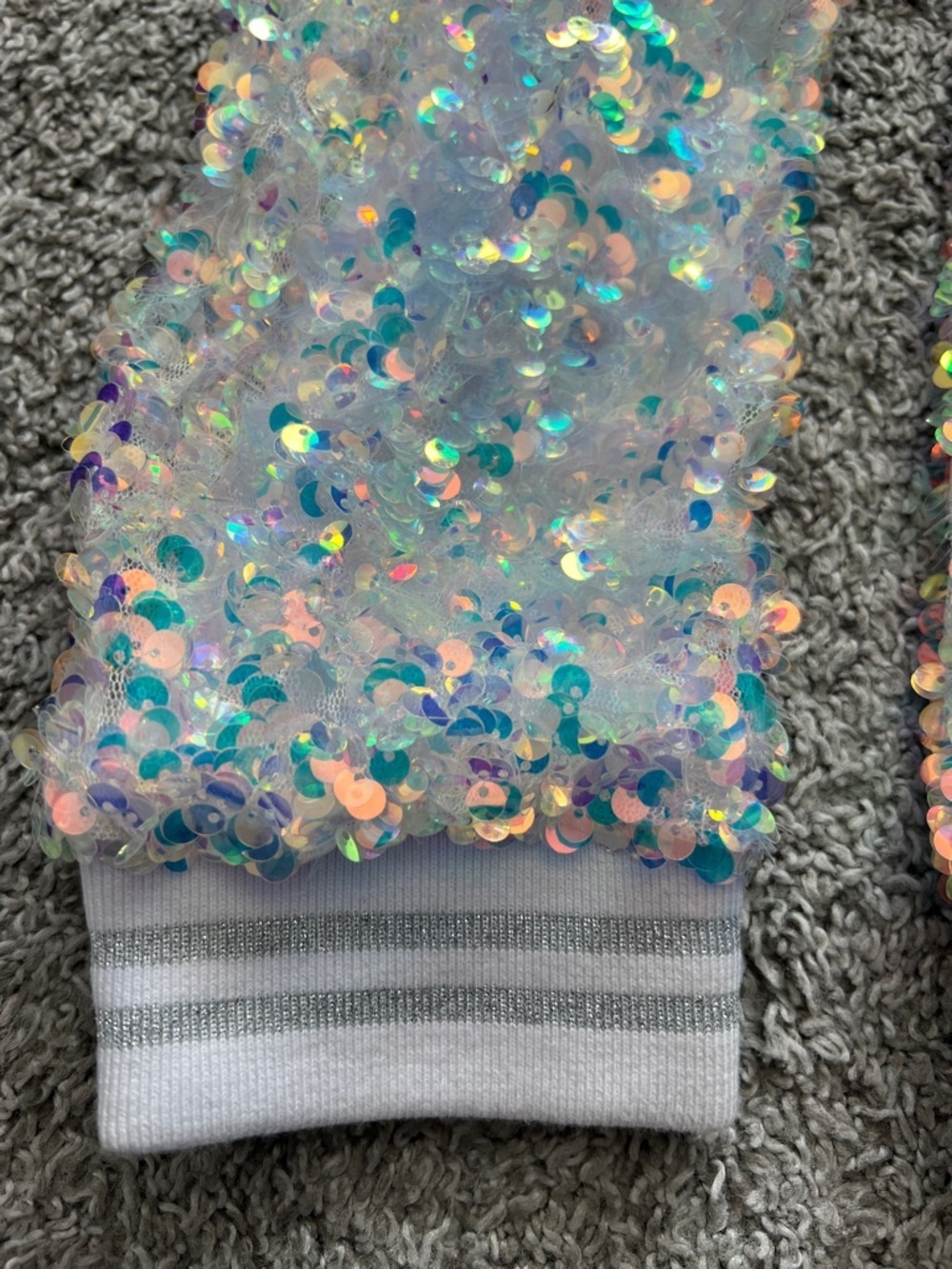 MIA New York White Holographic Iridescent Sequin Sparkle Bomber Jacket - Size L - Picture 2 of 11